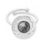 Ringe aus Stainless Steel - Rostfreiem Stahl mit Naturstein Silver-dark grey