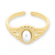 Ringe aus Stainless Steel - Rostfreiem Stahl Perlen Gold-white