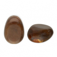Acrylperlen Eierf&ouml;rmig Dark brown-white
