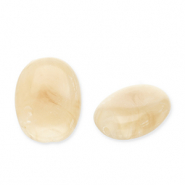Acrylperlen Oval Beige brown-white