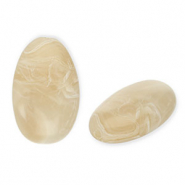 Acrylperlen Lang Oval Beige brown-white