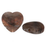 Acrylperlen Herz Brown-white