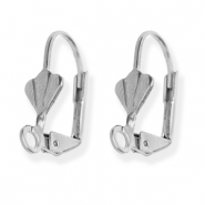 Stainless Steel - Rostfrei Stahl Schmuckzubeh&ouml;r Ohrh&auml;nger verschliessbar Muschel mit &Ouml;se Silver