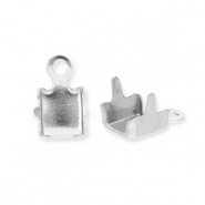 Stainless Steel - Rostfreiem Stahl Schmuckzubeh&ouml;r Endkappen f&uuml;r Strass Ketten 2mm Silver
