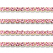 Strass Ketten aus Stainless Steel - Rostfreiem Stahl 2mm Gold-pink
