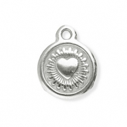 Stainless Steel - Rostfrei Stahl Anh&auml;nger Rund mit Herz Silver