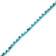 Glas Top Facett Perlen Metallic teal blue