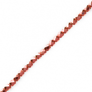 Glas Top Facett Perlen Metallic coral red