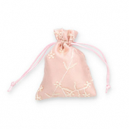 Schmuckbeutel Organza blume Vintage pink-off white