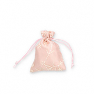 Schmuckbeutel Organza blume Vintage pink-off white