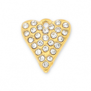 Stainless Steel - Rostfrei Stahl Anh&auml;nger Herz mit Strass Gold-transparent