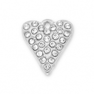 Stainless Steel - Rostfrei Stahl Anh&auml;nger Herz mit Strass Silver-transparent