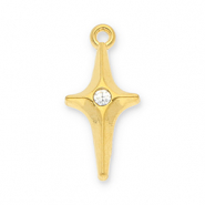 Stainless Steel - Rostfrei Stahl Anh&auml;nger Stern mit Strass Gold-transparent