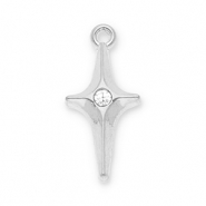 Stainless Steel - Rostfrei Stahl Anh&auml;nger Stern mit Strass Silver-transparent