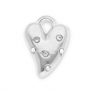Stainless Steel - Rostfrei Stahl Anh&auml;nger Herz mit Strass Silver-transparent