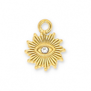 Stainless Steel - Rostfrei Stahl Anh&auml;nger Sonne Auge der Vorsehung mit Strass Gold-transparent
