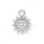 Stainless Steel - Rostfrei Stahl Anh&auml;nger Sonne Auge der Vorsehung mit Strass Silver-transparent