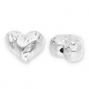 Stainless Steel - Rostfrei Stahl Perlen Herz mit Strass Silver-transparent