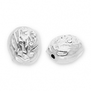 Stainless Steel - Rostfrei Stahl Perlen Oval mit Strass Silver-transparent