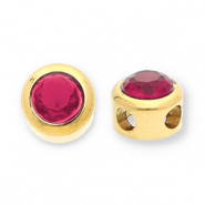 Stainless Steel - Rostfrei Stahl Perlen Rondellen mit Strass Gold-dark pink