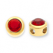 Stainless Steel - Rostfrei Stahl Perlen Rondellen mit Strass Gold-red
