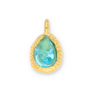 Stainless Steel - Rostfrei Stahl Anh&auml;nger Tropfenform mit Facet Gold-blue
