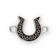 Metall Anh&auml;nger DQ Zwischenst&uuml;ck Hufeisen Antik silber-dark brown (Nickelfrei)
