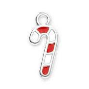Metall Anh&auml;nger DQ Zuckerstange Antik silber-white-red (Nickelfrei)