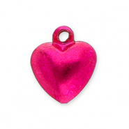 Metall Anh&auml;nger Gl&ouml;ckchen Herz Fuchsia