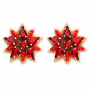 Trendy Ohrringe / Ohrstecker Stern Red-silver-brown