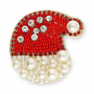 Broschen Weihnachtsmann Red-white-gold-transparent