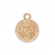 Metall Anh&auml;nger Rund mit Blume Gold