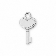 Metall Anh&auml;nger Schl&uuml;ssel mit Herz Silver