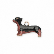 Metall Anh&auml;nger Dackel Gold-black-dark brown