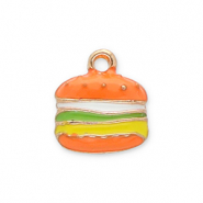 Metall Anh&auml;nger Hamburger Gold-orange-green-yellow