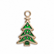 Metall Anh&auml;nger Weihnachtsbaum Gold-green