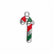 Metall Anh&auml;nger Zuckerstange Silver-red-green