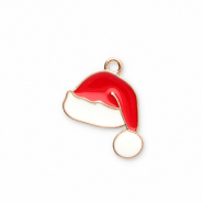 Metall Anh&auml;nger Weihnachsmannm&uuml;tze Gold-red-white