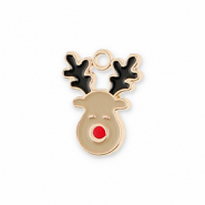 Metall Anh&auml;nger Rentier Gold-light brown-black-red