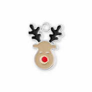 Metall Anh&auml;nger Rentier Silver-light brown-black-red