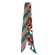 Bandana Schal Blumen / Schr&auml;ge Linien Black-red-green-brown