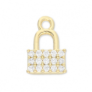 Brass TQ Metall Anh&auml;nger Schloss Gold-transparent