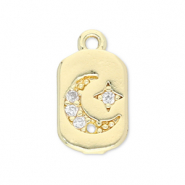 Brass TQ Metall Anh&auml;nger Mond und Stern Gold-transparent