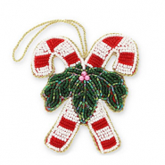 Trendy-Anh&auml;nger Zuckerstangen mit Tannenzweigen Red-white-green-gold