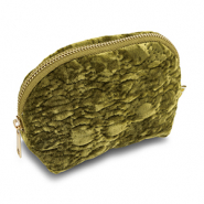 BY31&reg; Etui Sammt mit gestickten Kreisen Olive green