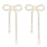 Eco-brass&reg; (nachaltiges Messing) Ohrringe / Ohrstecker mit Strass Schleife Gold-crystal