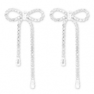 Eco-brass&reg; (nachaltiges Messing) Ohrringe / Ohrstecker mit Strass Schleife Silver-crystal