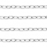 Stainless Steel - Rostfrei Stahl Schmuckzubeh&ouml;r Gliederkette Oval Silver