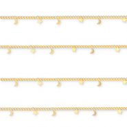 Stainless Steel - Rostfrei Stahl Schmuckzubeh&ouml;r Gliederkette mit Mond und Stern Gold