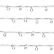 Stainless Steel - Rostfrei Stahl Schmuckzubeh&ouml;r Gliederkette mit Kugeln Silver